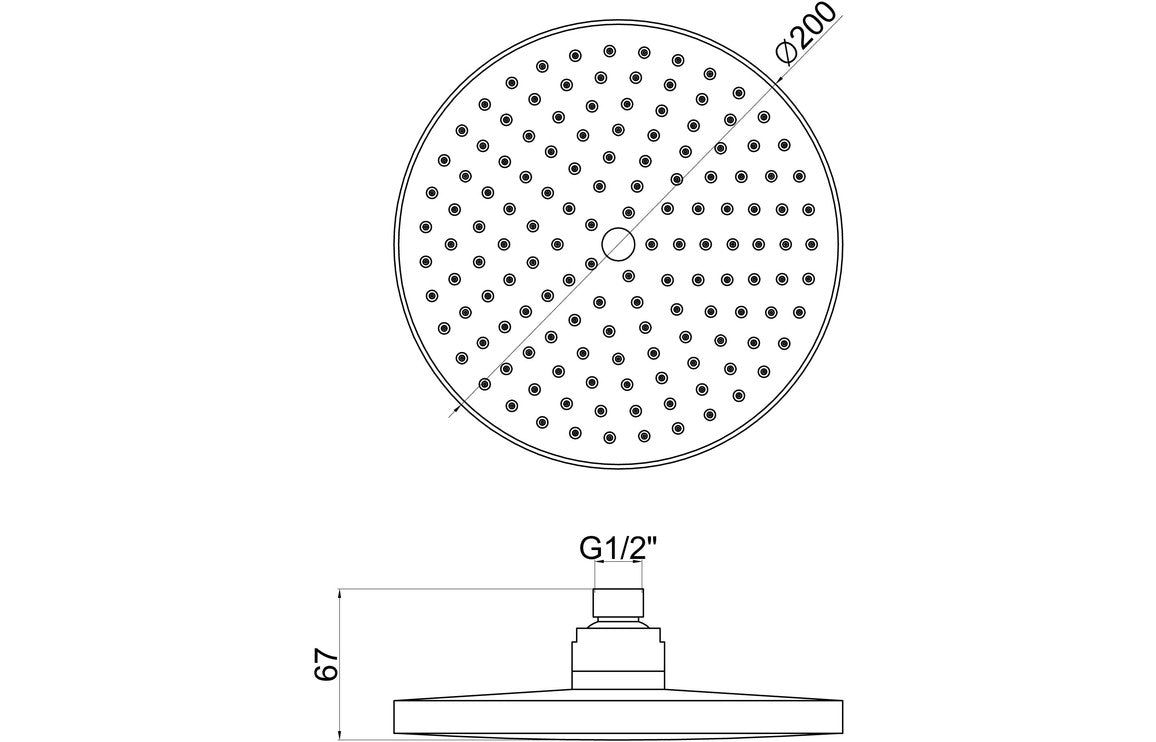 200mm Round Showerhead - Chrome-Shower Heads-DIC0632-