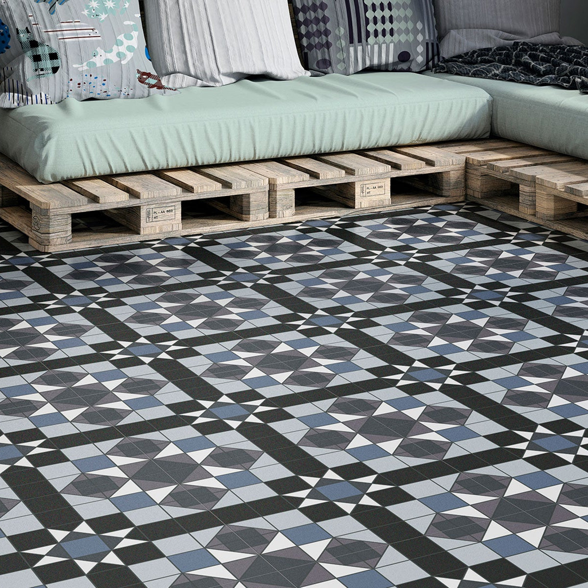 Harrogate Azul Patterned Ceramic Wall and Floor Tile 45x45cm