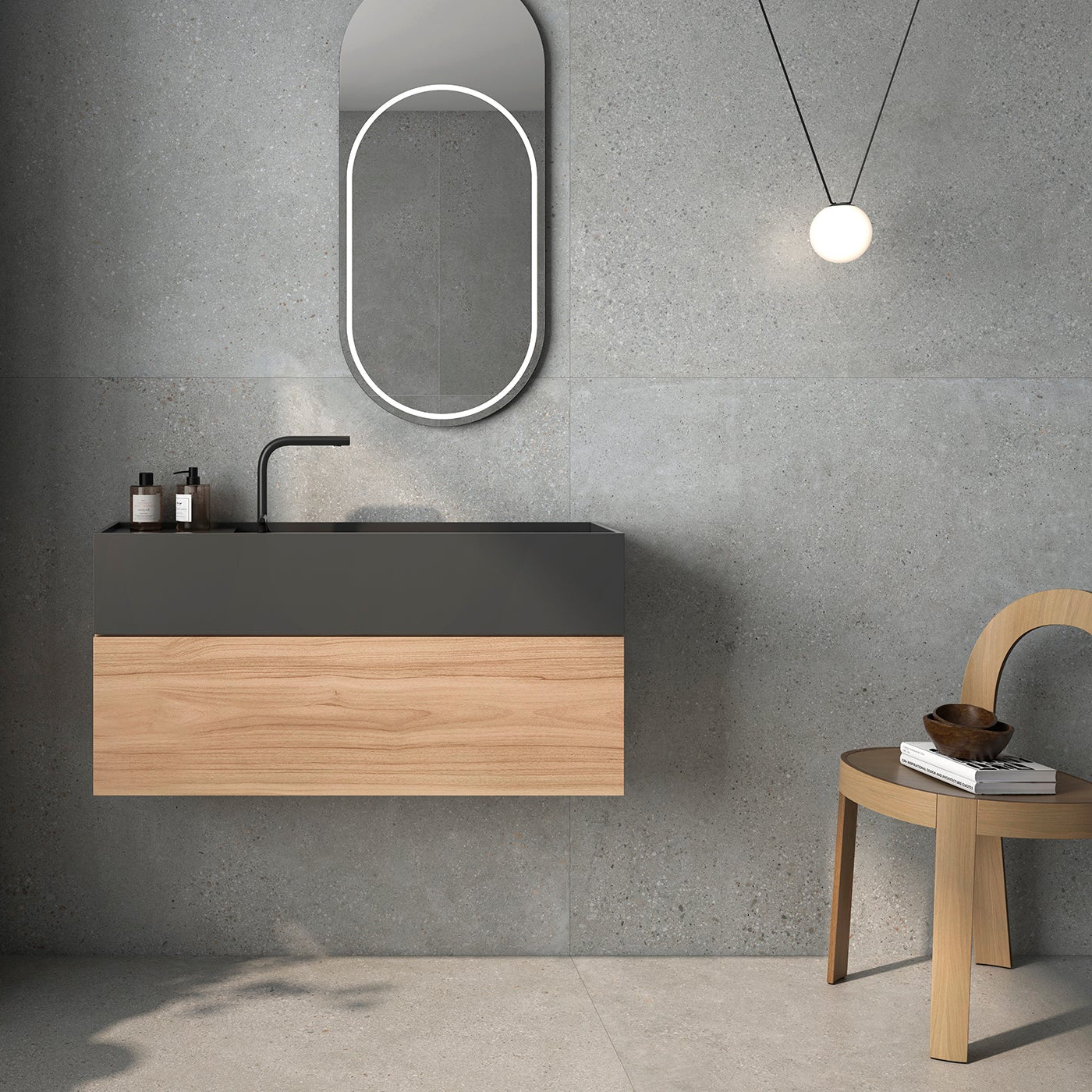 Toledo Grey Stone Effect Porcelain Floor Tile 90x90cm