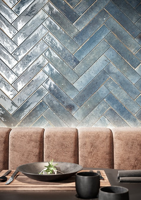 Soho Blue Brick Effect Wall Tile 6x25cm