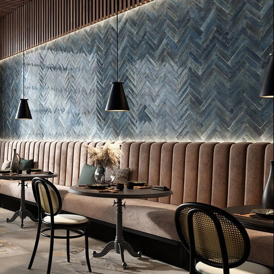 Soho Blue Brick Effect Wall Tile 6x25cm