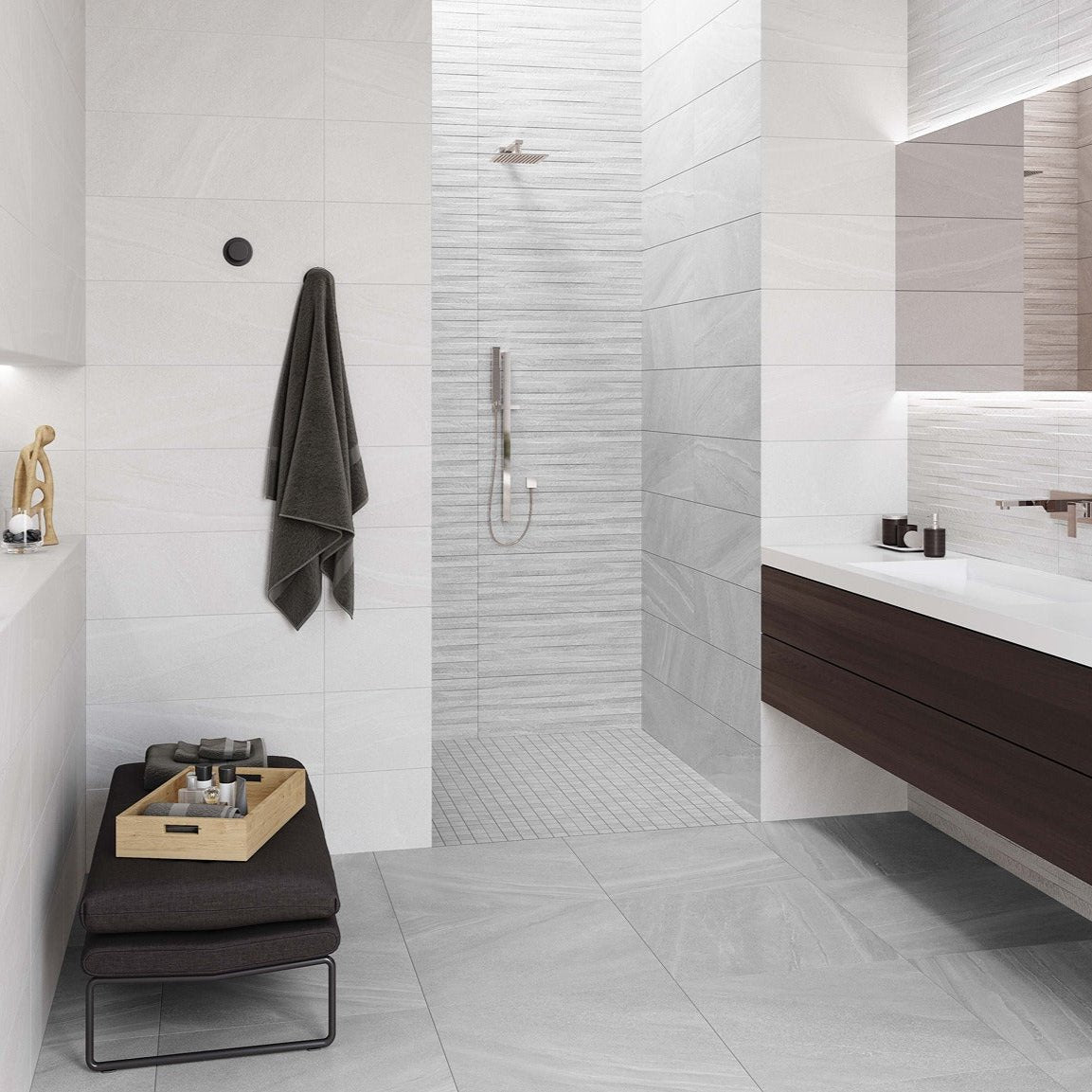 Aged Stone Grey Stone Effect Porcelain Floor Tile 60x60cm