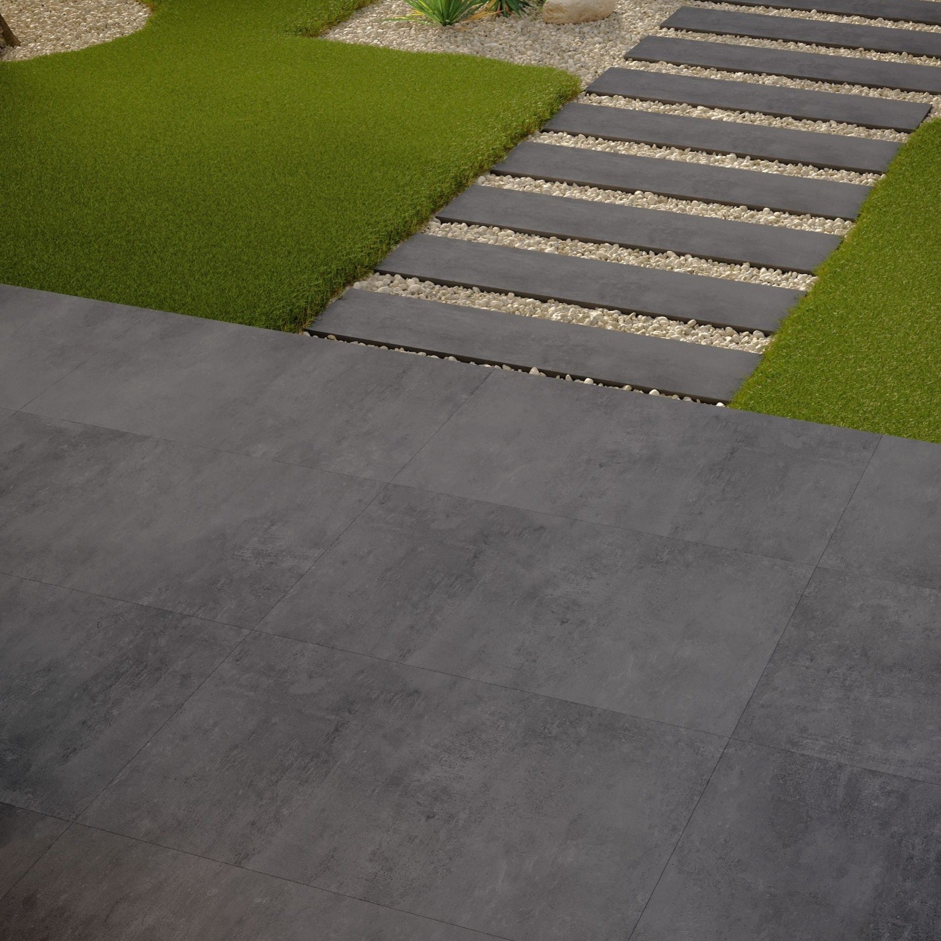 Darnley Black Outdoor Porcelain Slab Tile 60x120cm