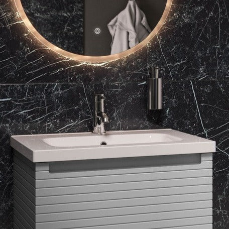 Alexa 600mm Wall Hung 1 Drawer Basin Unit & Worktop - Matt Mineral Grey