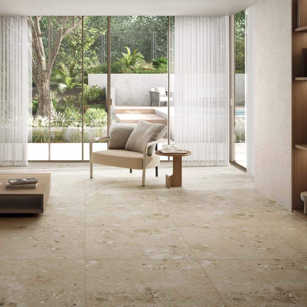 Amaya Terrazzo Beige Matt Porcelain Wall & Floor Tile 900x900mm-Verona-P14816