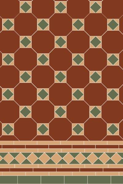 Original Style Victorian Arundel 3 colour (Red/Green/Buff) Pattern