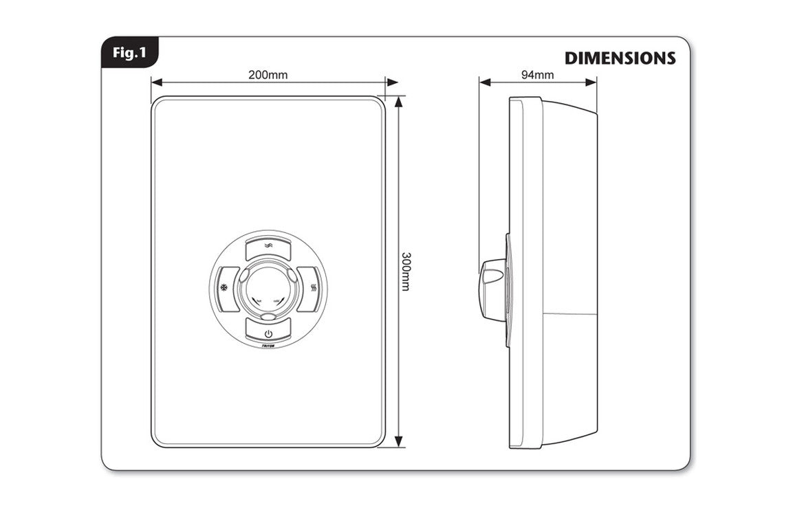 Triton Aspirante Electric Shower - White Gloss