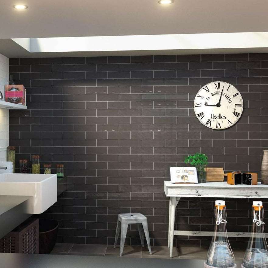 Boulevard Black Wall Tile 10x30cm