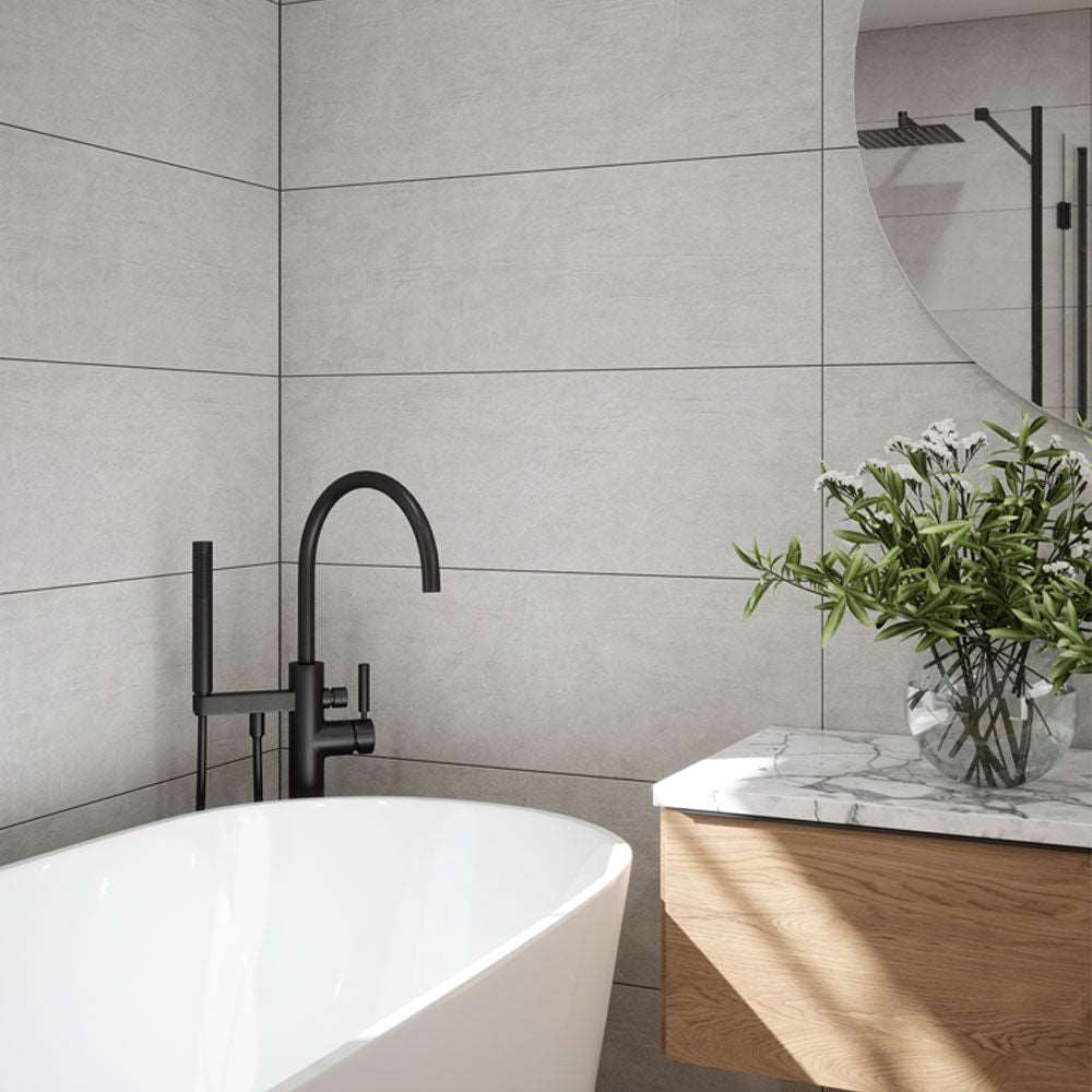 Brooklyn Grey Matt Ceramic Wall Tile 30x90cm-Verona-P10546