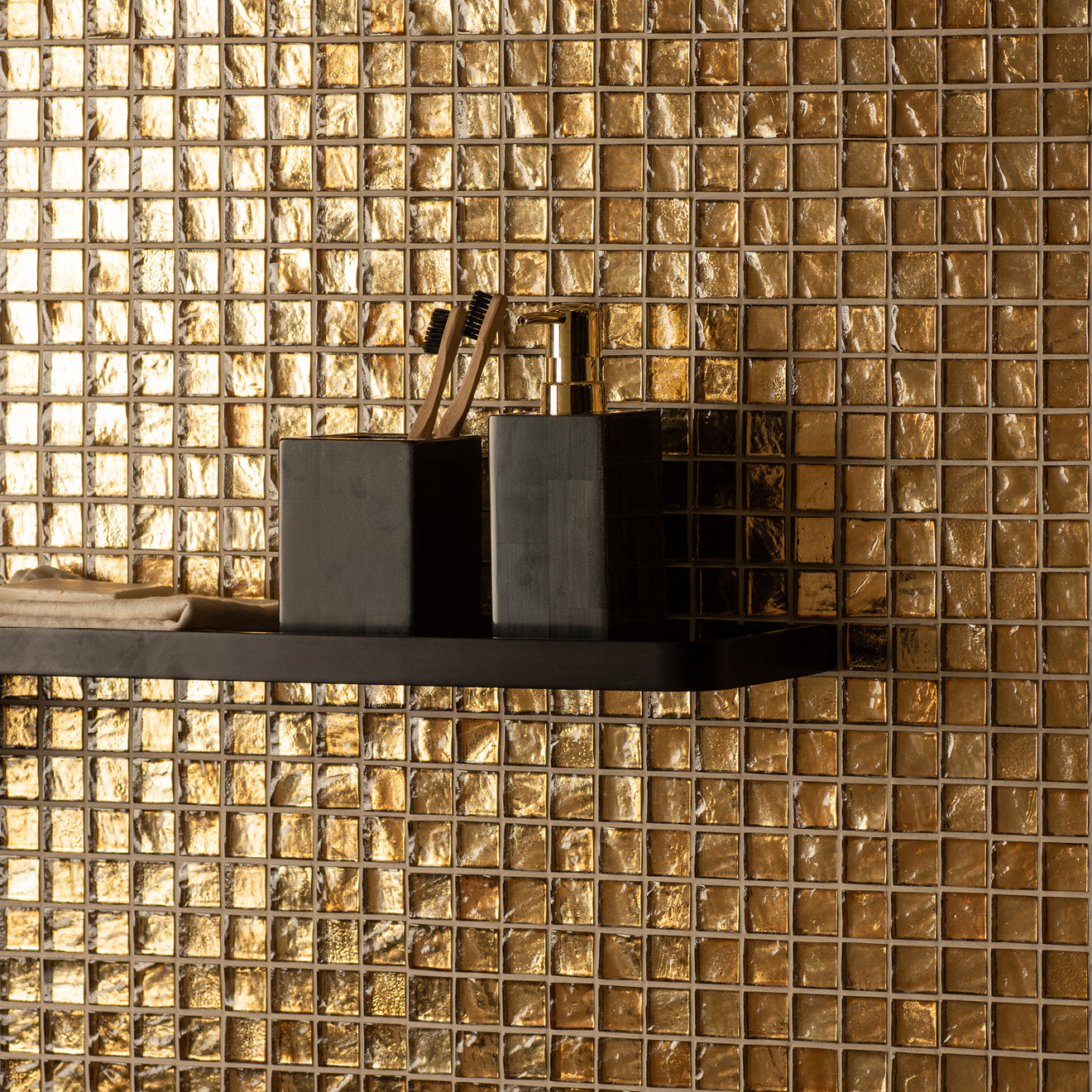 Byzantium Gold Glass Mosaic Wall Tile 29x29cm