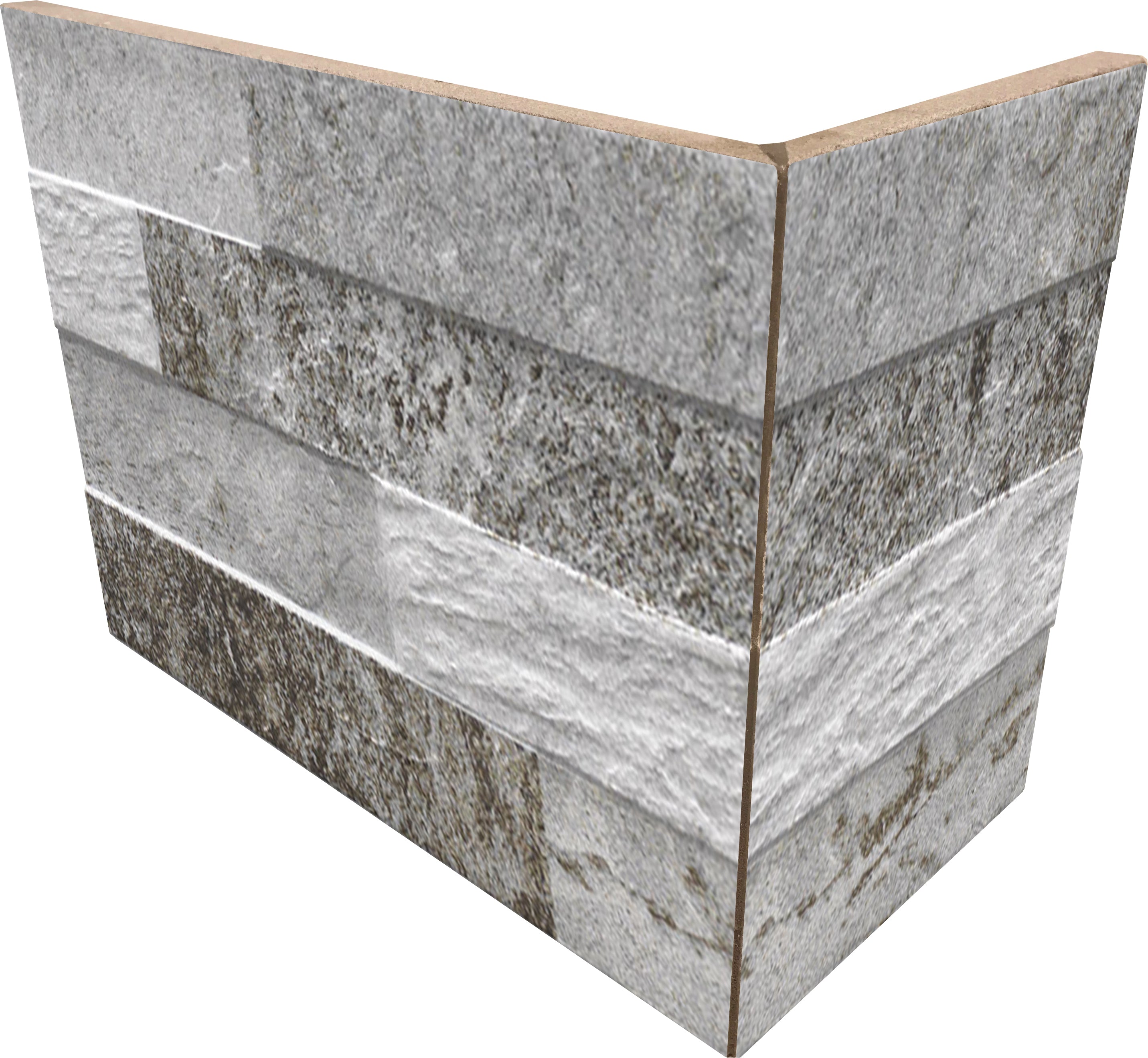 Cube Grey External Angle Splitface Effect Porcelain Cladding