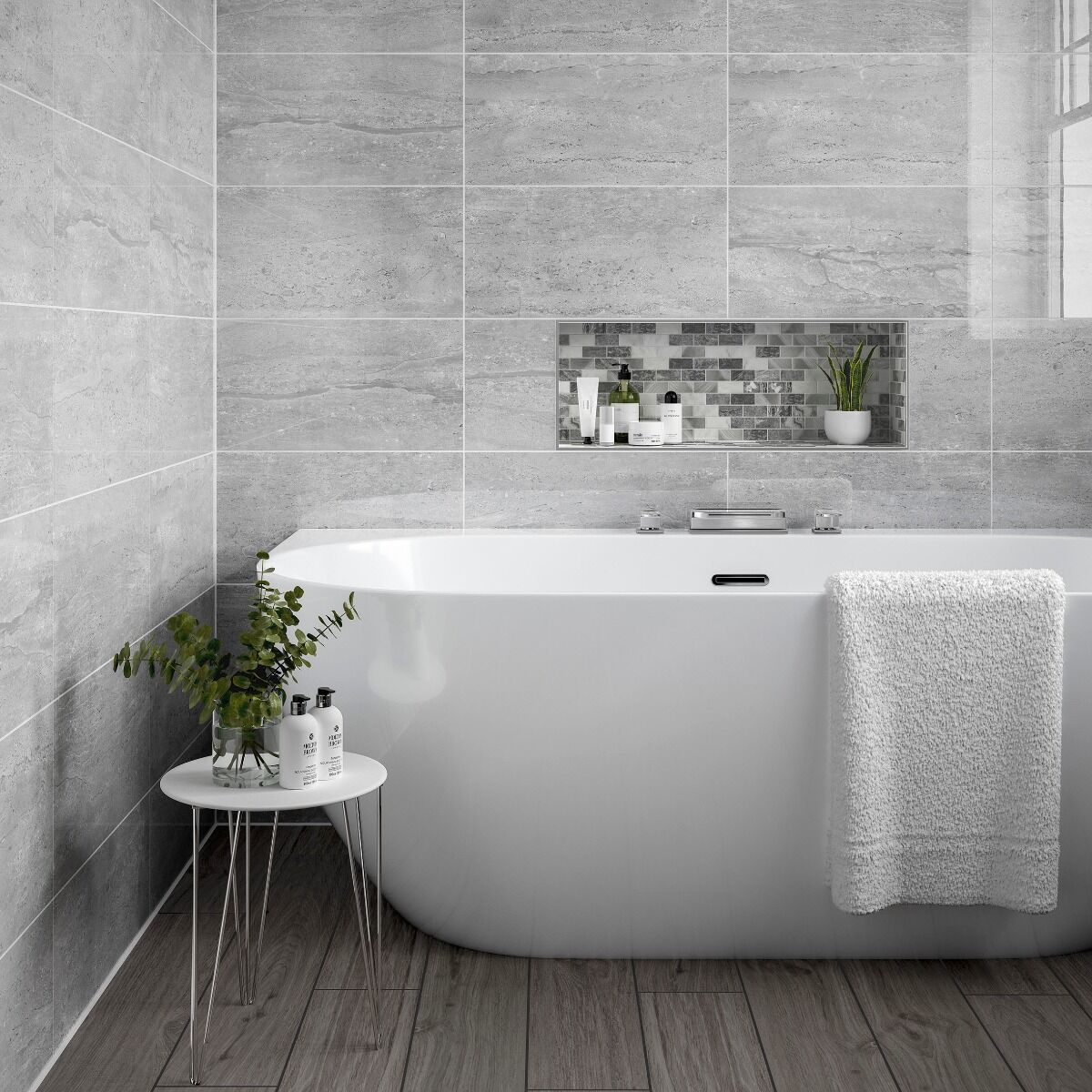 Castell Grey Stone & Metal Mix Brick Mosaic 23x48mm-Verona-G30223