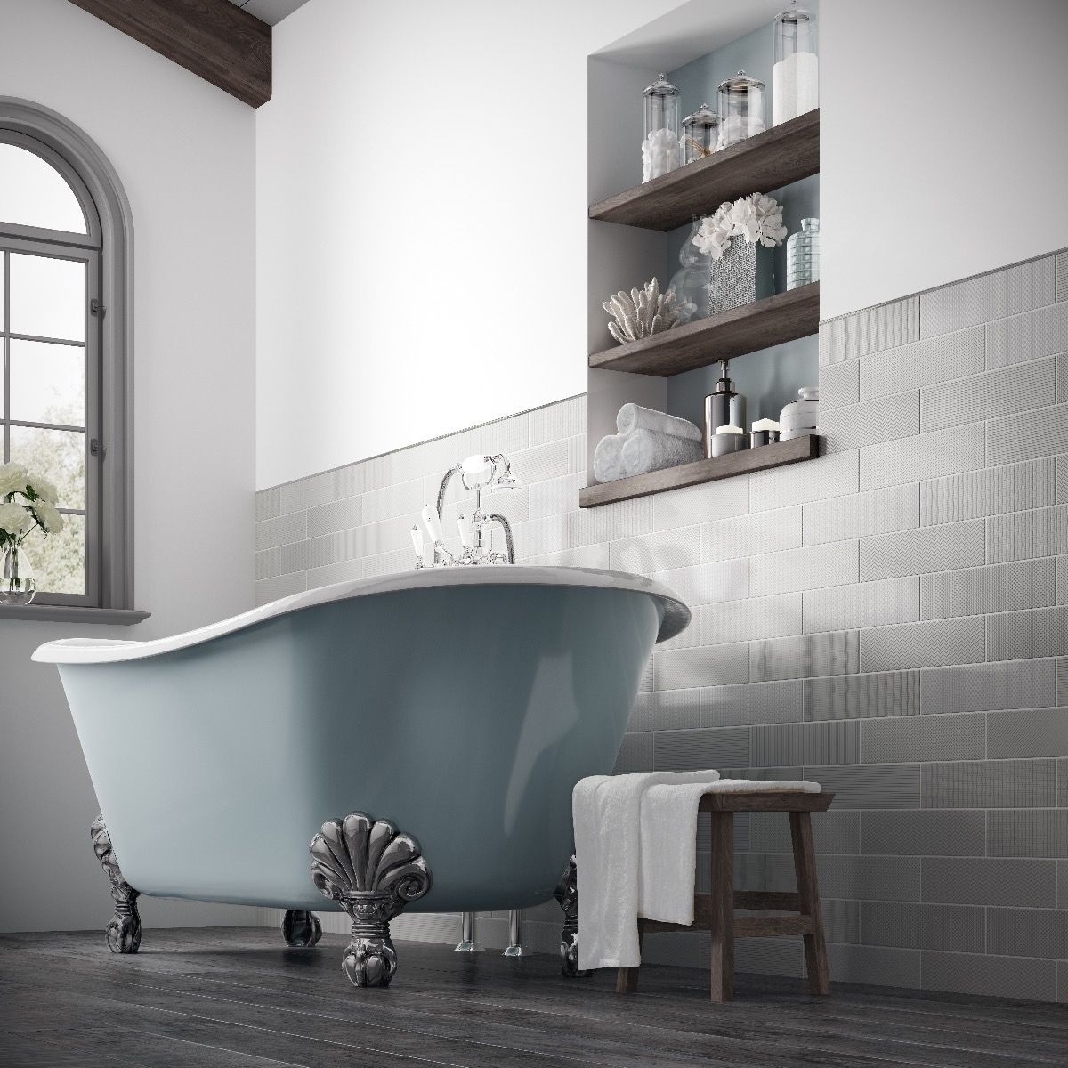 Crafted Gradient Patterns Grey Ceramic Tile 7.5x30cm-Verona-P10525