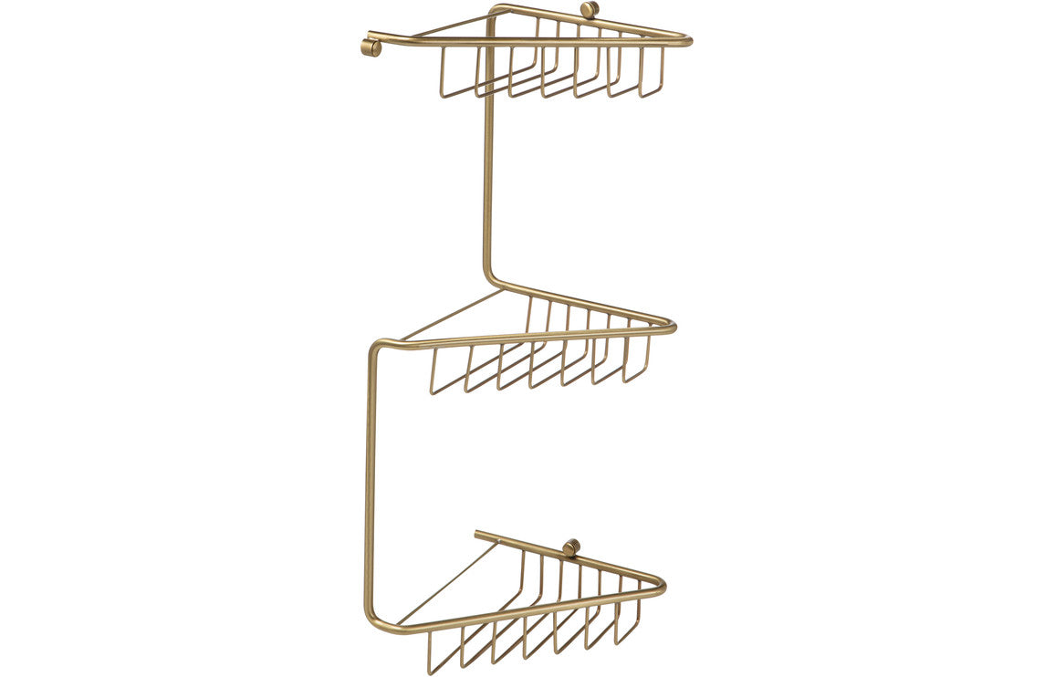 Penelope 3-Tier Corner Shower Storage - Brushed Brass