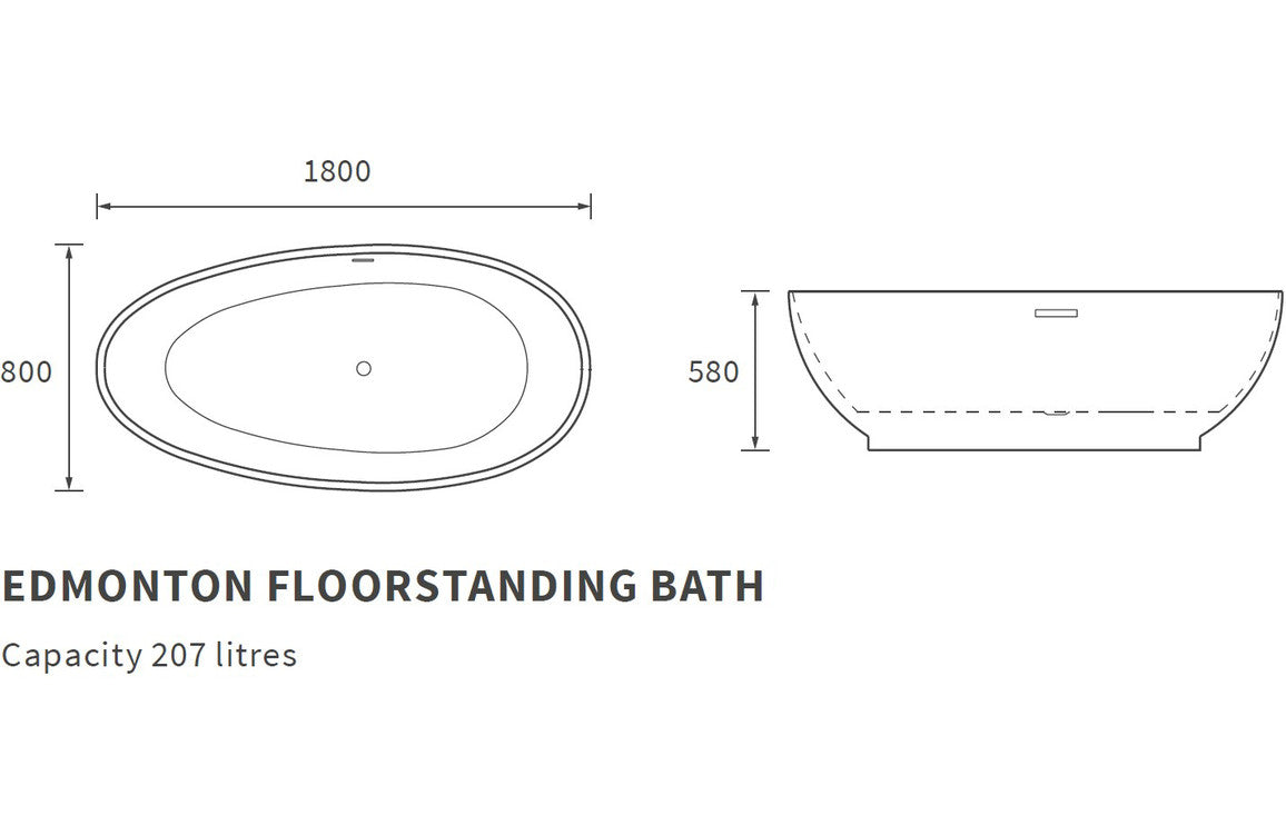 Dinas Freestanding 1800x800x580mm Bath