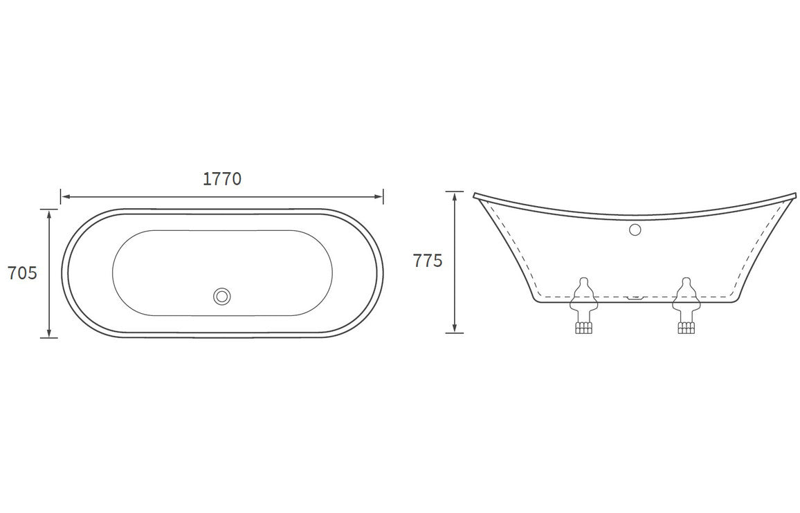 Hampshire Freestanding Bath with chrome lion feet.