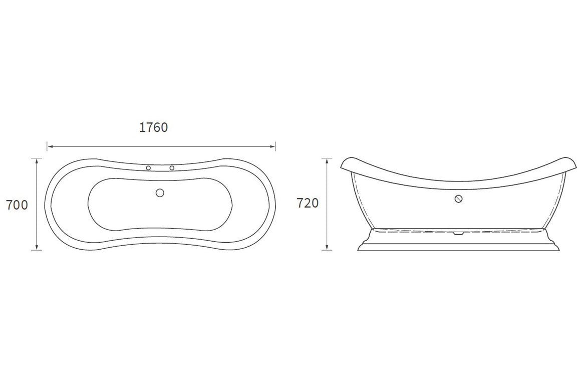 Morgan Back to Wall Freestanding Bath 1760mm