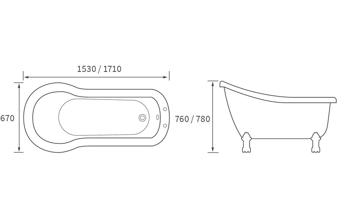 Burlington Harewood 1700mm Slipper Bath
