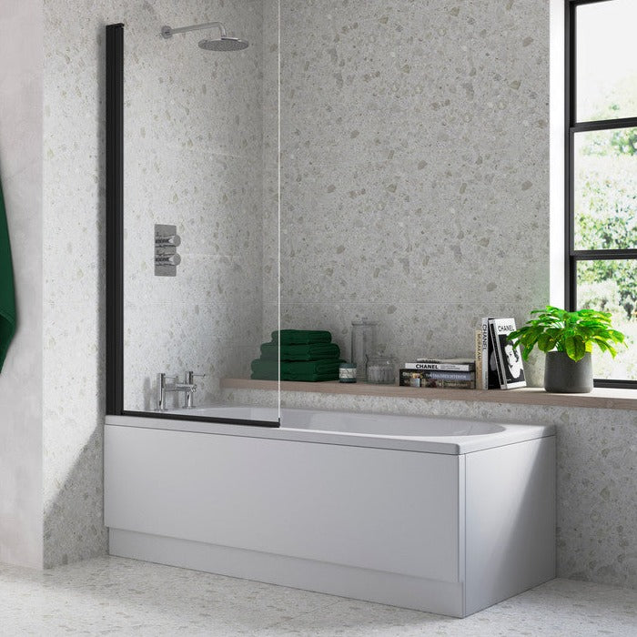 Single Straight Bath Screen - Black