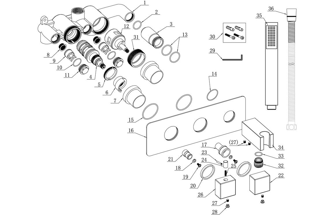 Lyra Thermostatic Two Outlet Shower Valve with Handset