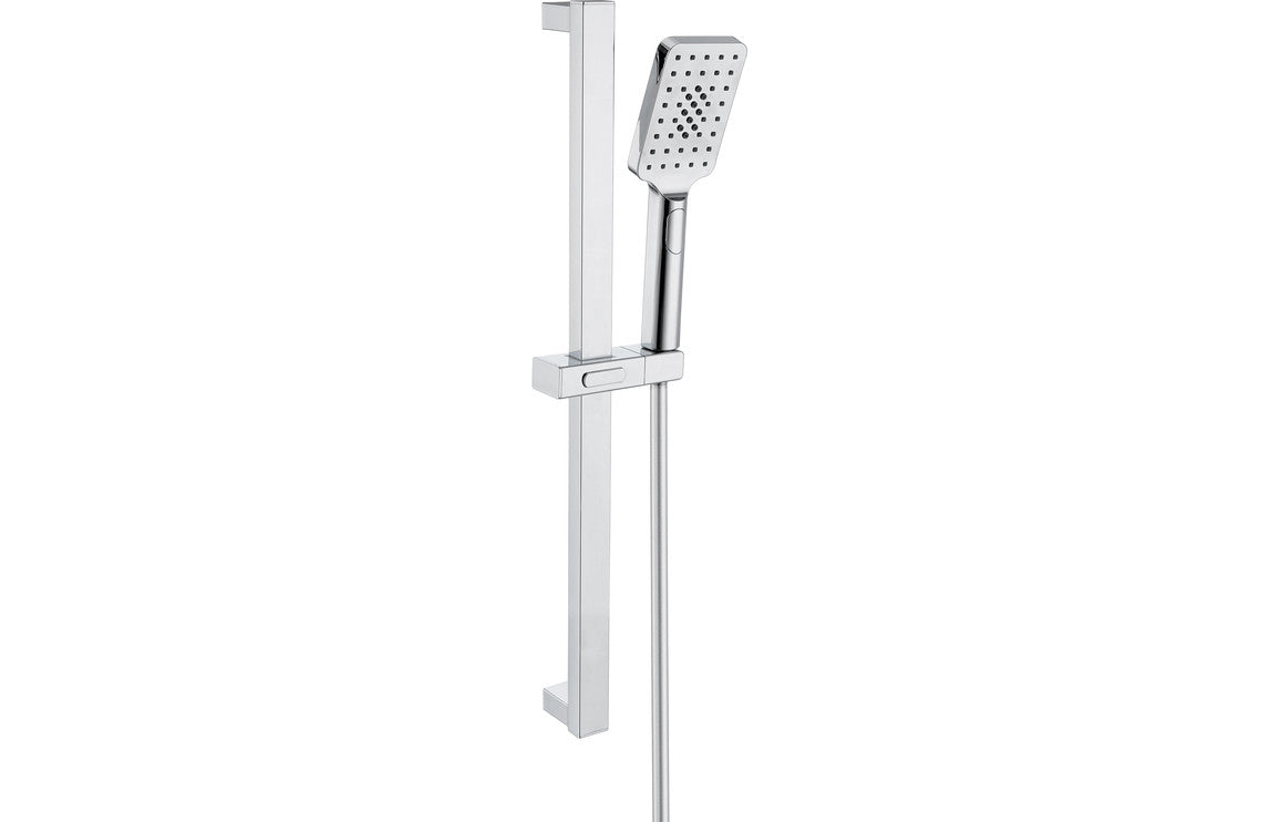 Square Push Button Shower Riser Kit