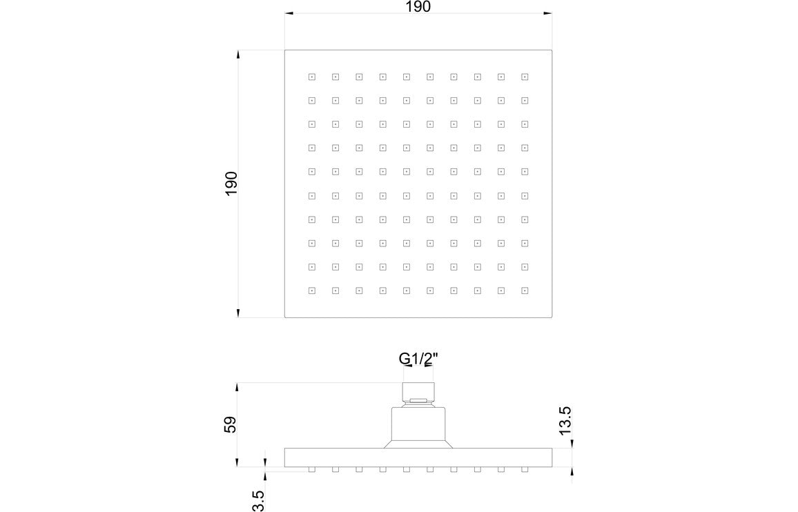 200mm Square Showerhead - Chrome