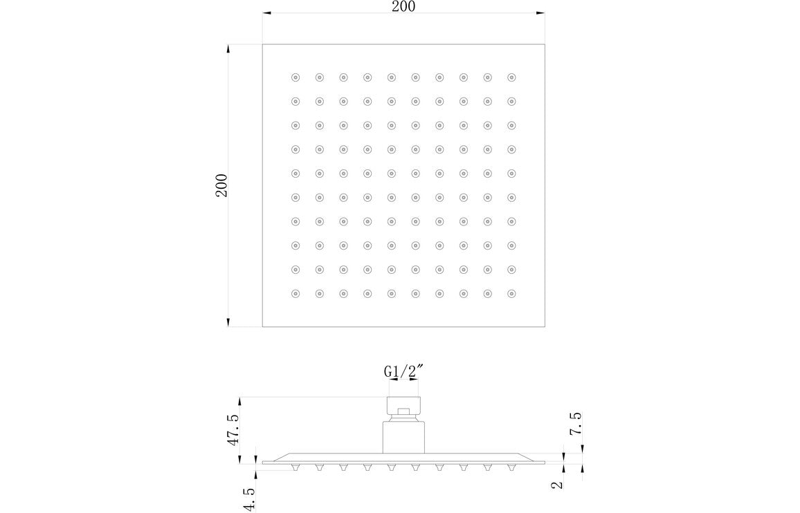 Square Ultraslim Showerhead - St/Steel