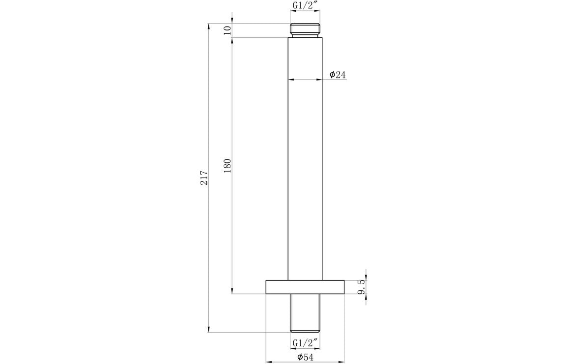 Round Ceiling Arm 180mm - Chrome
