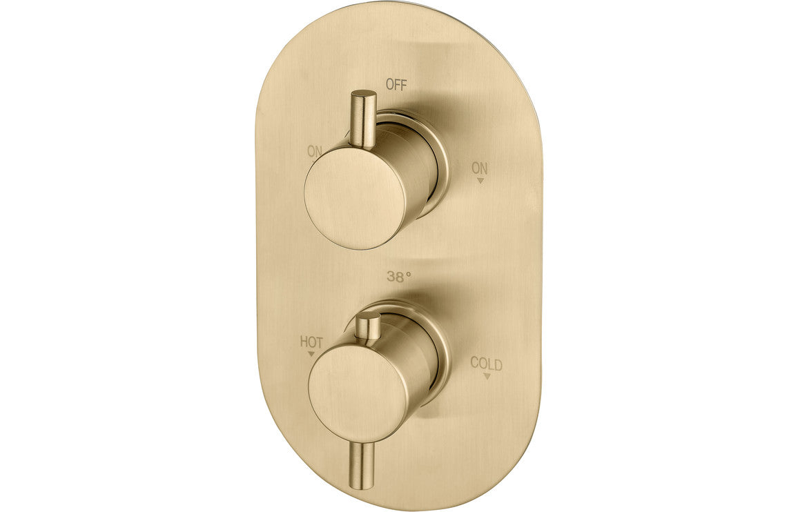 Two Outlet Shower Valve - Brushed Brass