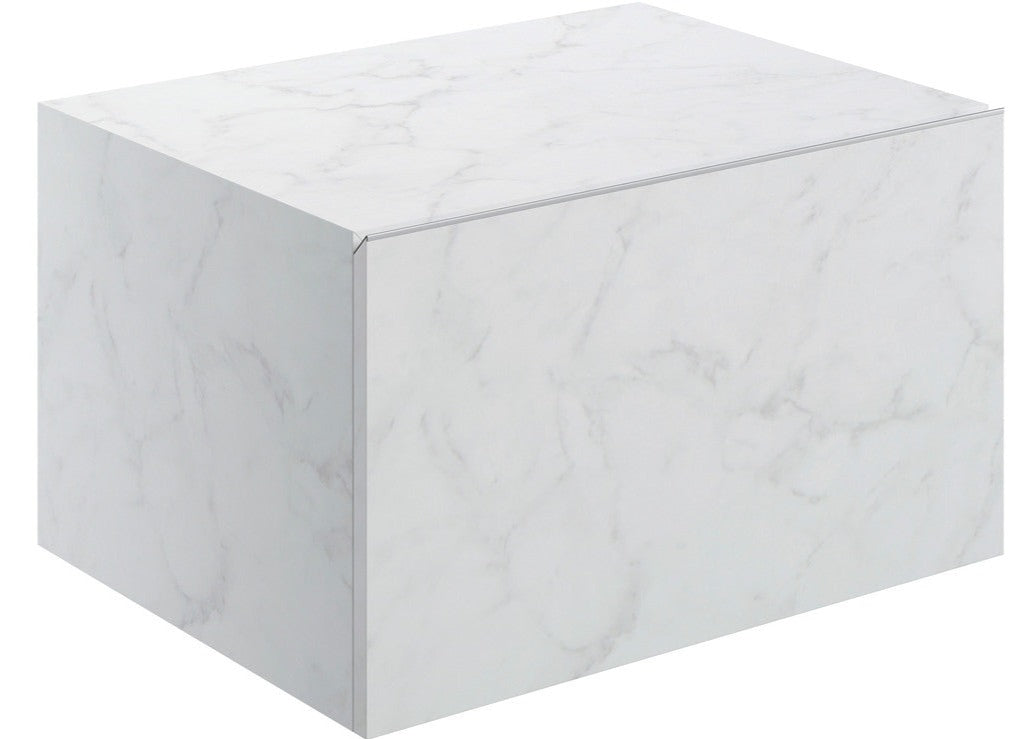 Earth 600mm Wall Hung Storage Drawer - White Marble