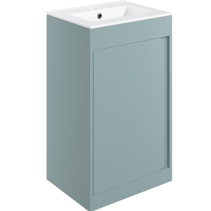 Saumur 510mm Floor Standing Unit Inc. Basin - Matt Sea Green