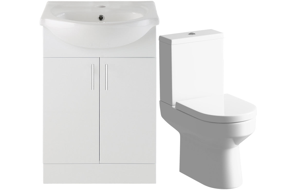 Vista Vanity Unit & Toilet Pack 550mm White Gloss