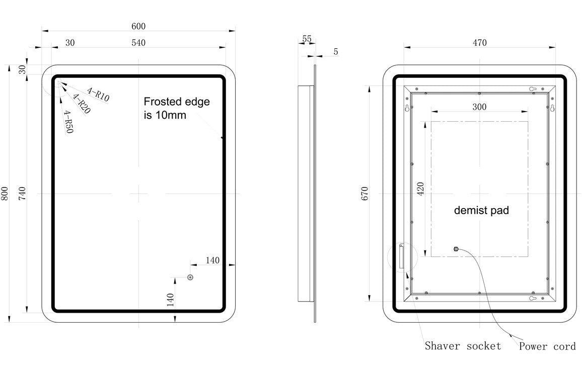 Sunshine Rectangle Front-Lit LED Mirror