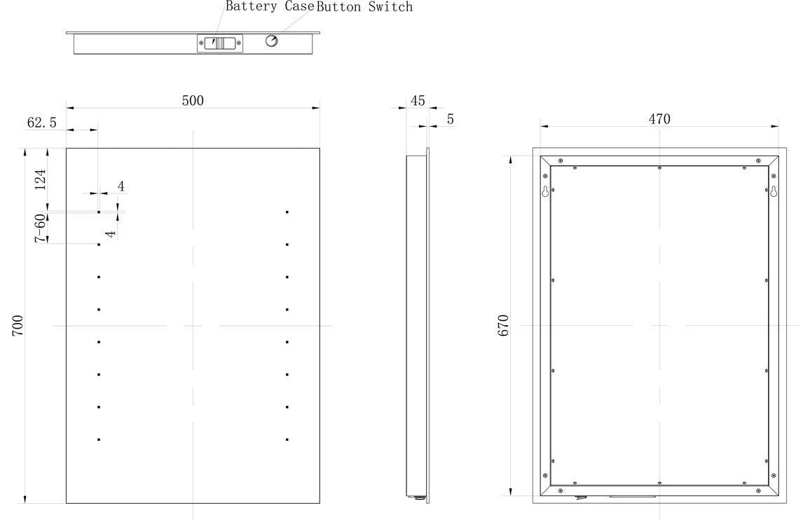 Finlo Rectangle Battery-Operated LED Mirror