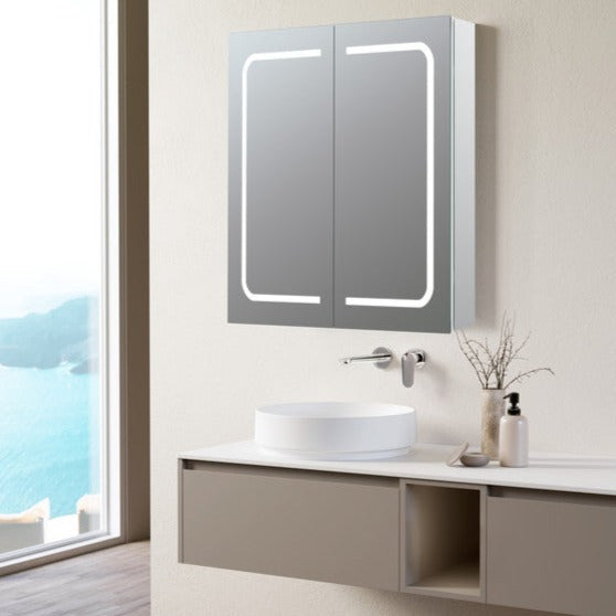 Rika 600mm 2 Door Front-Lit LED Mirror Cabinet
