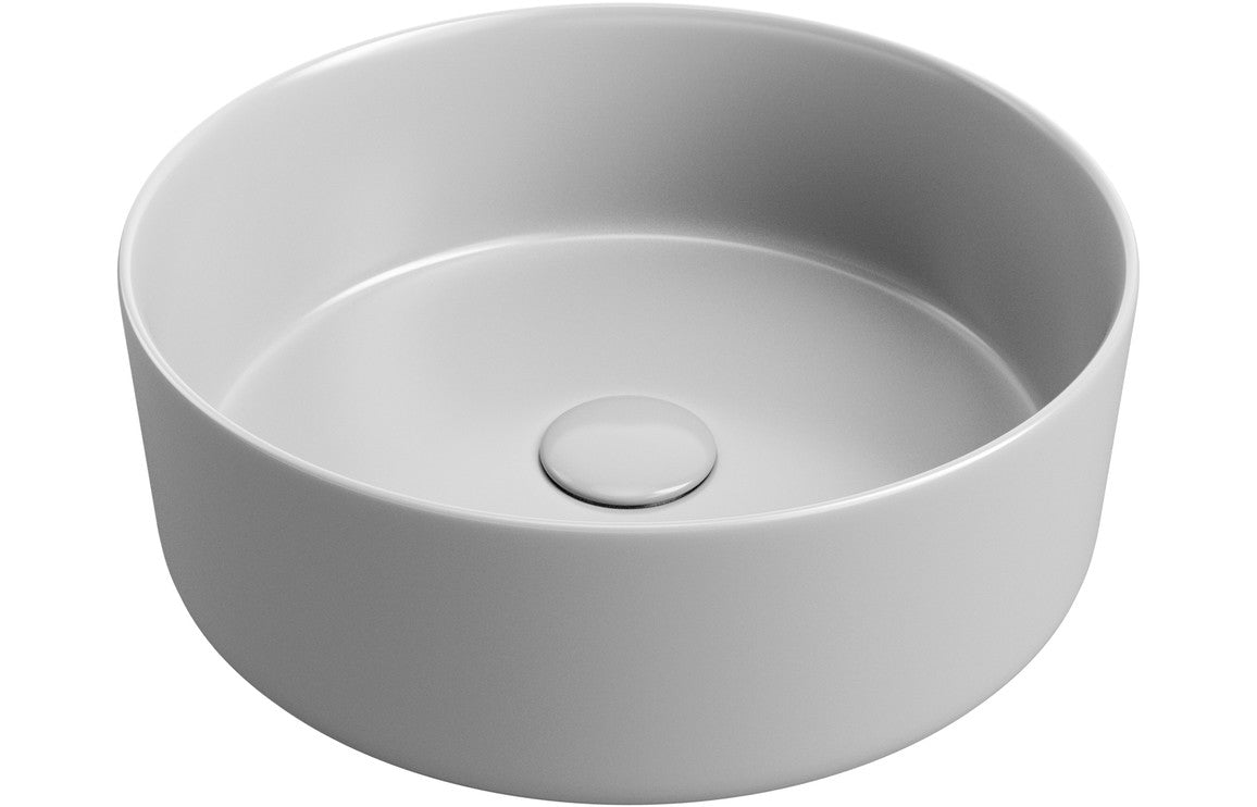Lennox 355mm Ceramic Round Washbowl & Waste - Light Matt Grey