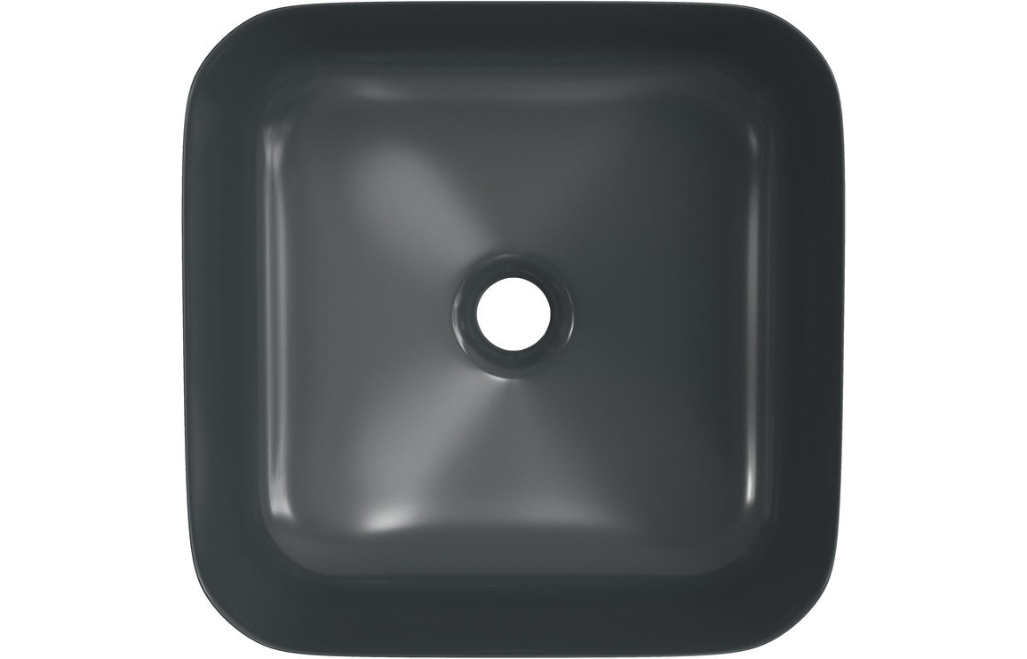 Lennox 400mm Ceramic Square Washbowl & Waste - Matt Black