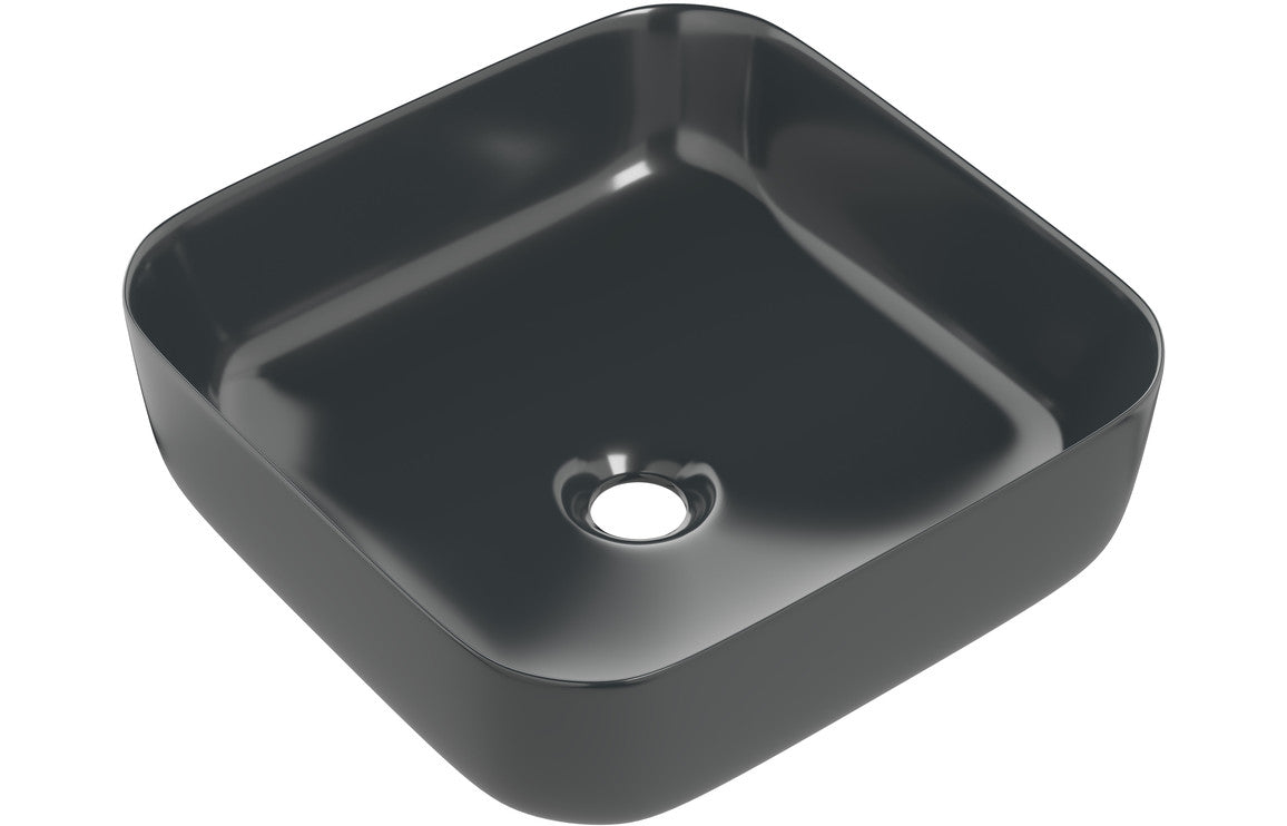 Lennox 400mm Ceramic Square Washbowl & Waste - Matt Black