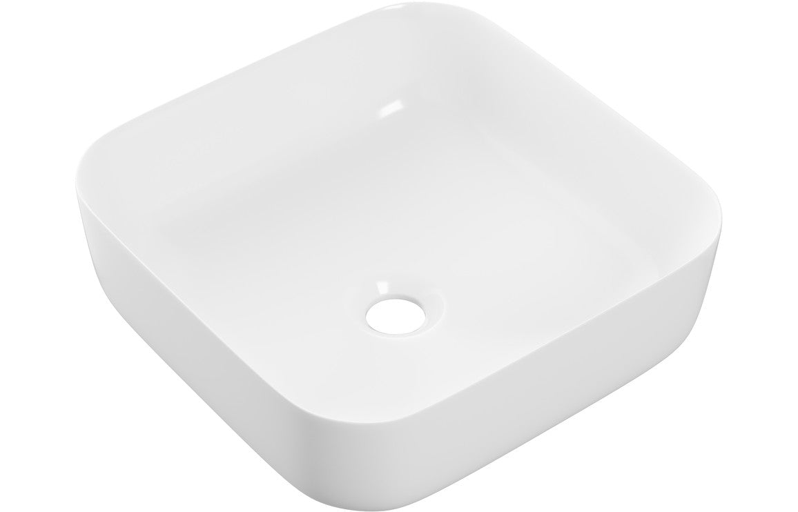 Lennox 400mm Ceramic Square Washbowl & Waste - Matt White