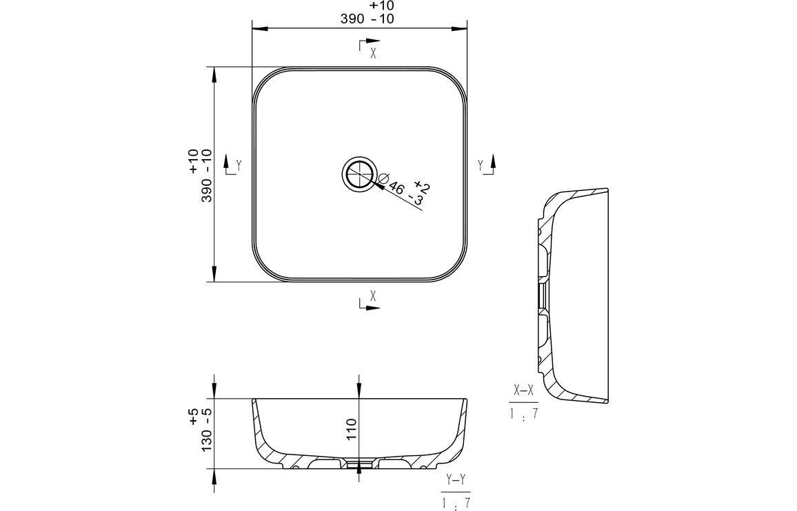Lennox 400mm Ceramic Square Washbowl & Waste - Matt White