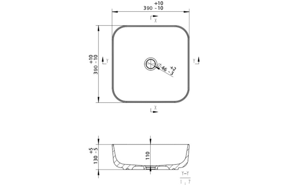 Lennox 400mm Ceramic Square Washbowl & Waste - Matt White