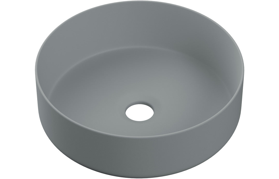 Lennox 355mm Ceramic Round Washbowl & Waste - Matt Grey