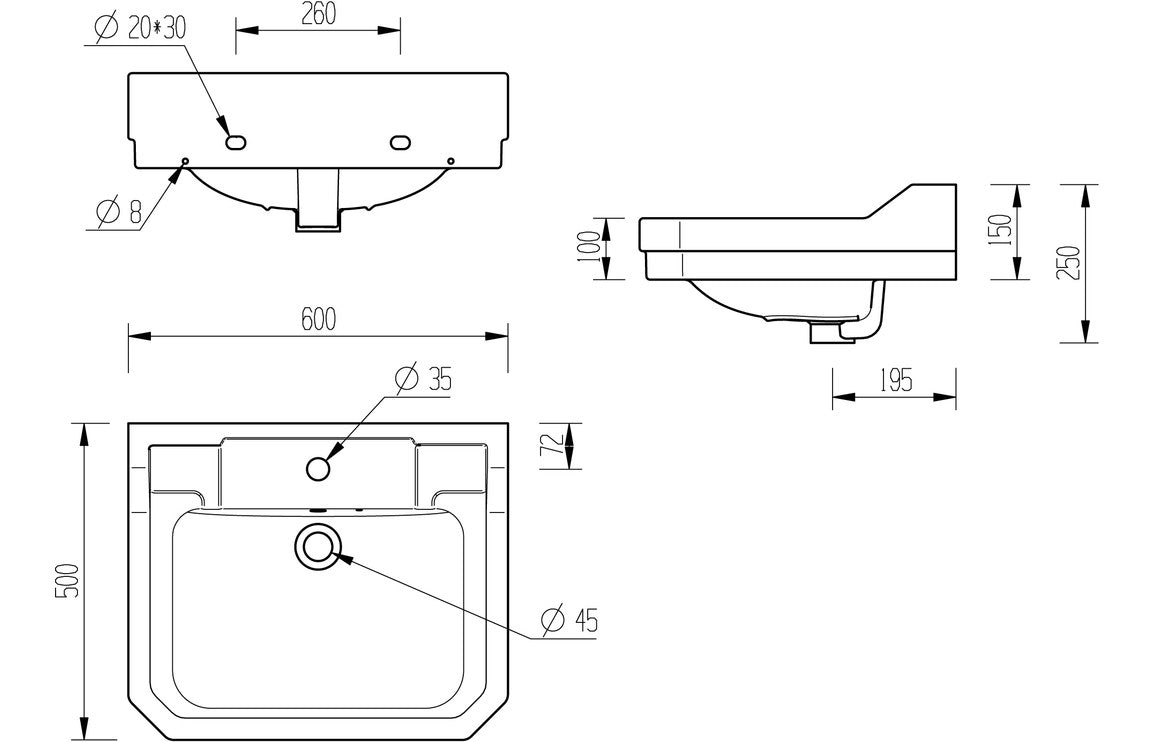 Berlington Traditional Basin & Full Pedestal