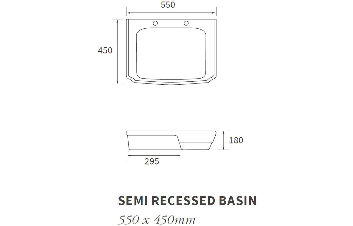 Sheridan 550x450mm 2TH Semi Recessed Basin