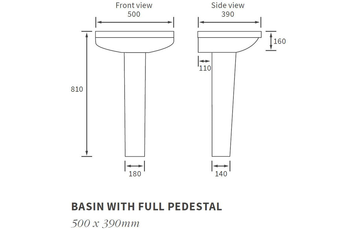 Romain 500mm WC Unit, BTW Toilet and Basin/Pedestal Pack