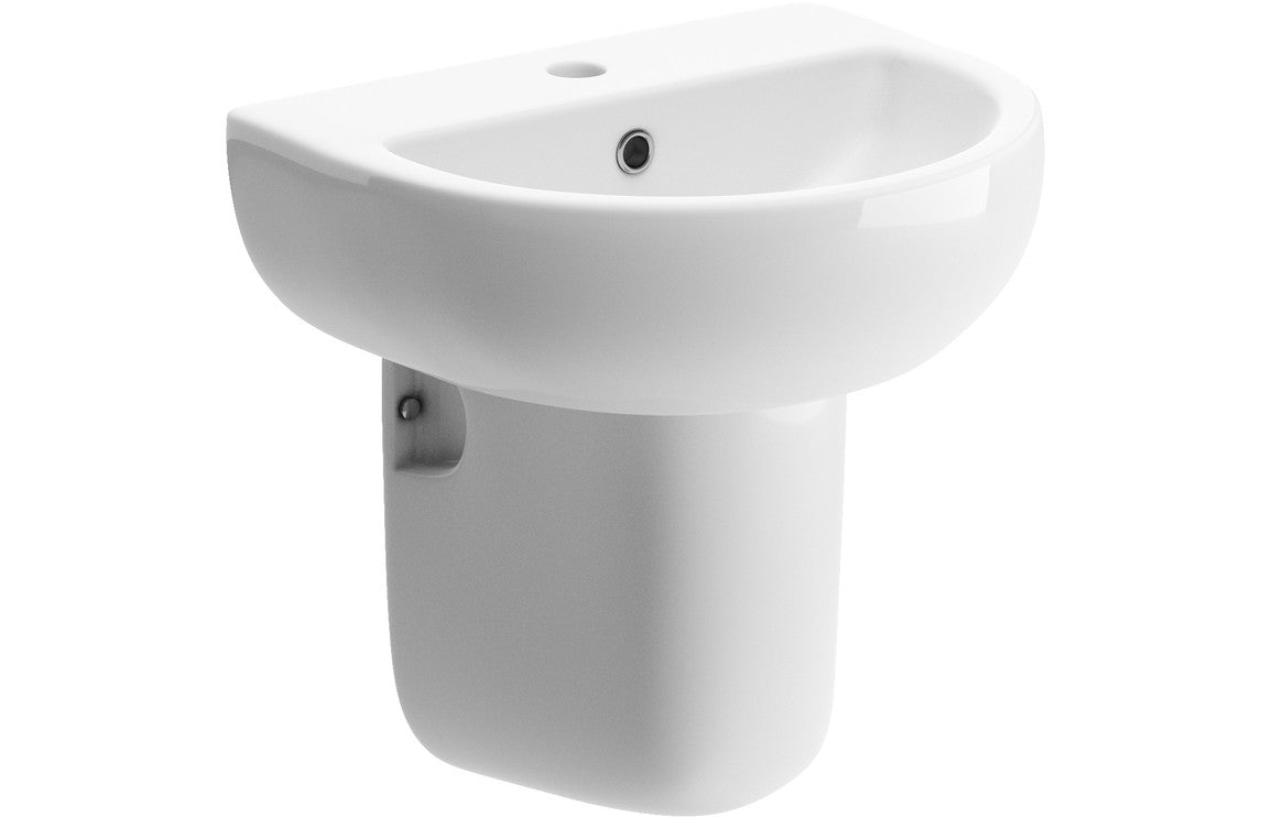 Tammy 450x400mm 1TH Basin & Semi Pedestal