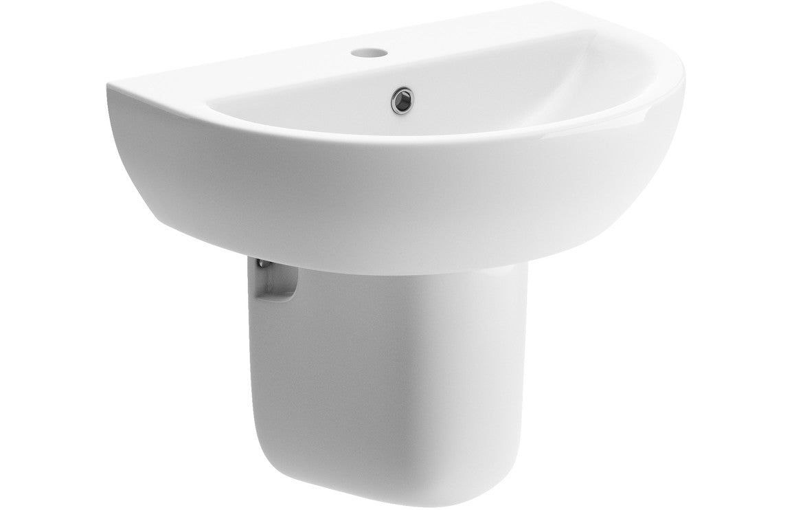 Tammy 550x400mm 1TH Basin & Semi Pedestal