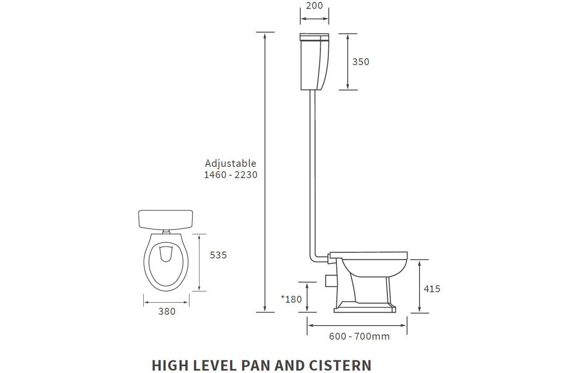 Berlington Traditional High Level WC w/Brushed Brass Finish & Soft Close Seat