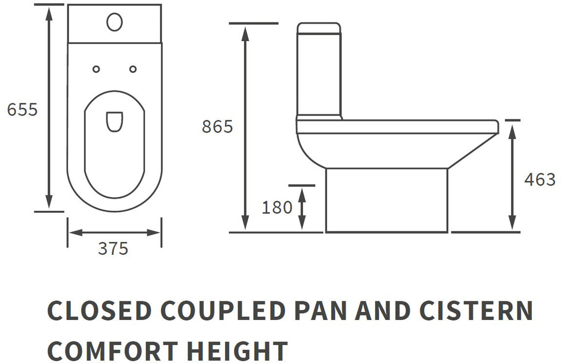 Leigh Close Coupled Open Back Comfort Height WC & Soft Close Seat