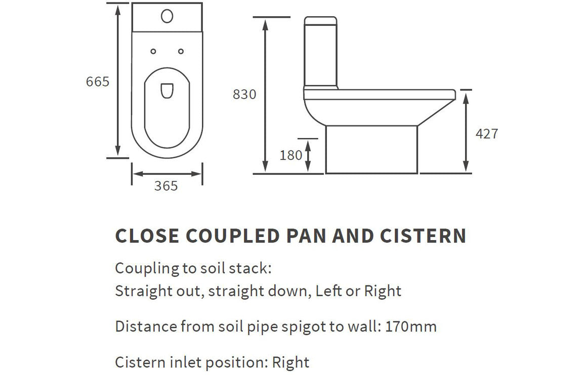 Leigh Close Coupled Open Back WC & Soft Close Seat